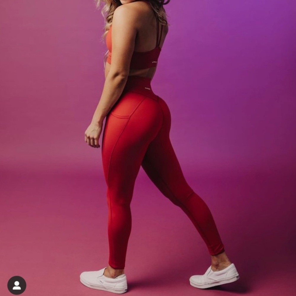 Red Alphalux Alphalete Leggings with Pockets